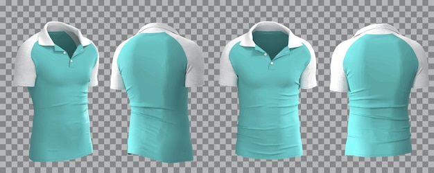 Free Vector white and aquamarine male polo shirt in different view