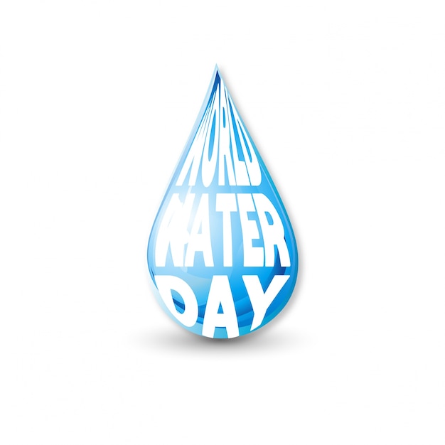 White background with a blue drop for the world water day