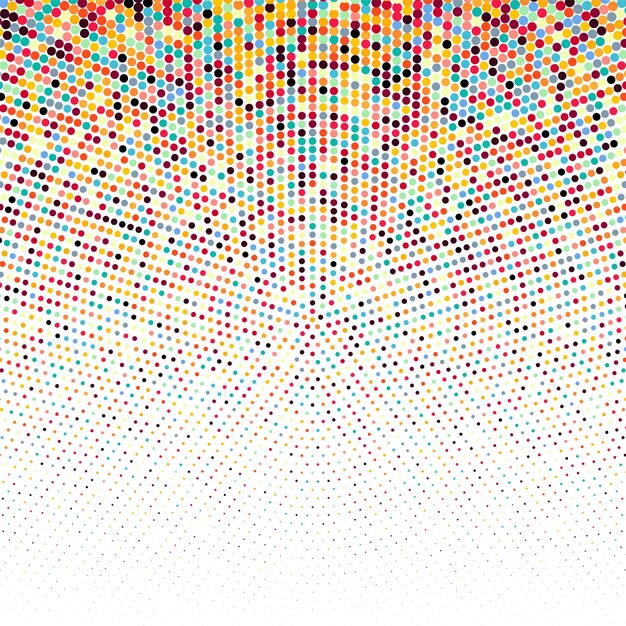 White background with colorful round halftone design