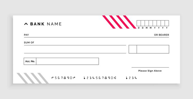 white bank cheque check paper template design