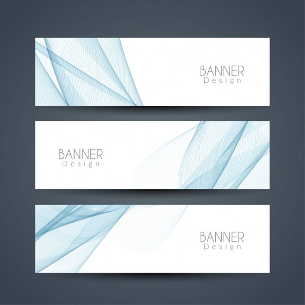 Free vector white banner with wavy shapes