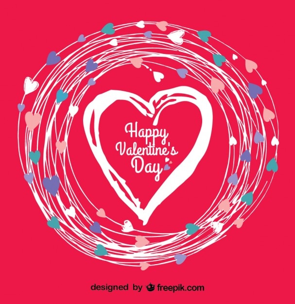 Free Vector white big heart surrounded by little hearts card