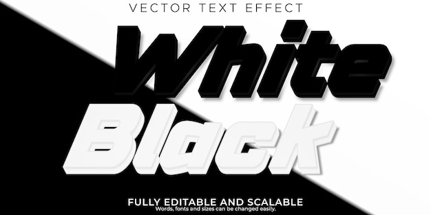 Free vector white and black text effect editable modern and bold text style