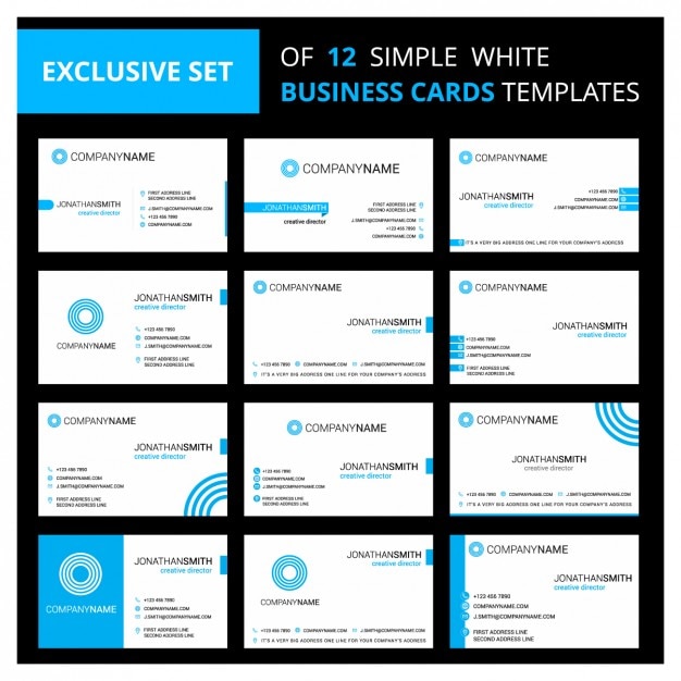 White and Blue business Cards Templates