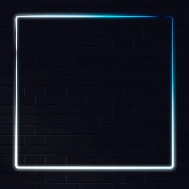 White and blue neon frame on a dark background