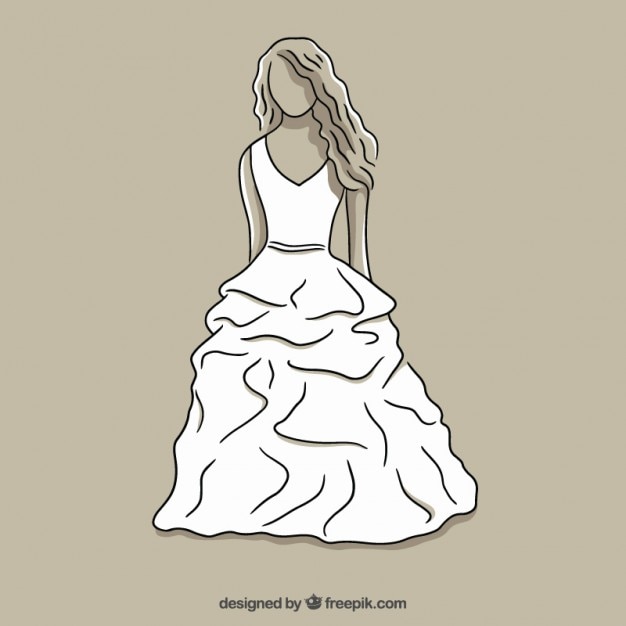 Free Vector white bride dress sketch