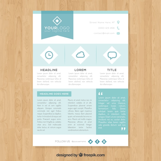 Free vector white brochure design template with text