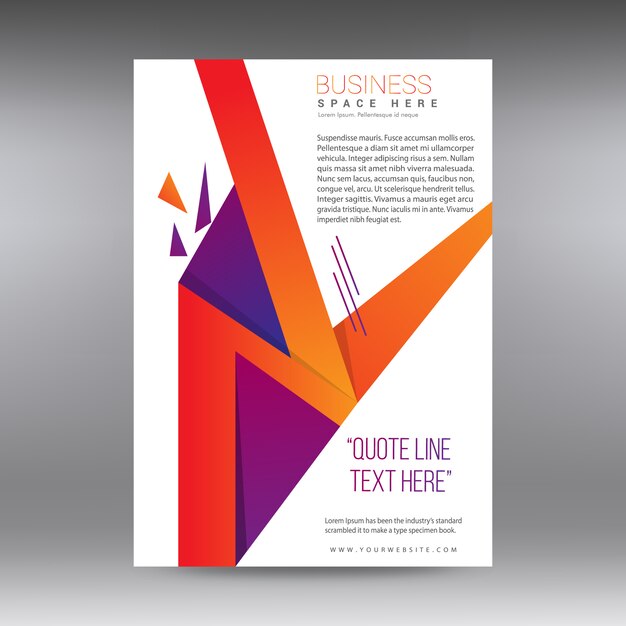 White business brochure with orange and purple details