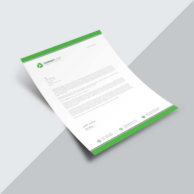 Free Vector white business document with green borders