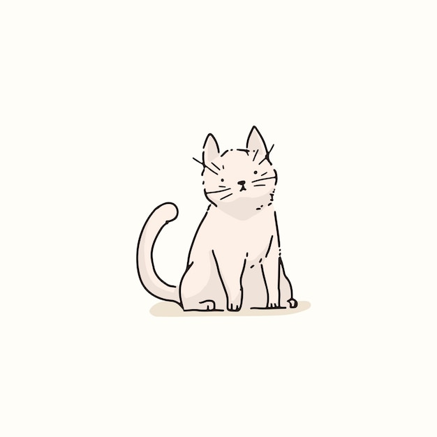 White cat doodle element