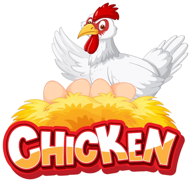 White chicken cartoon character logo