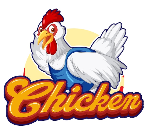 Free Vector white chicken cartoon character logo