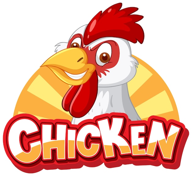 Free vector white chicken cartoon character logo