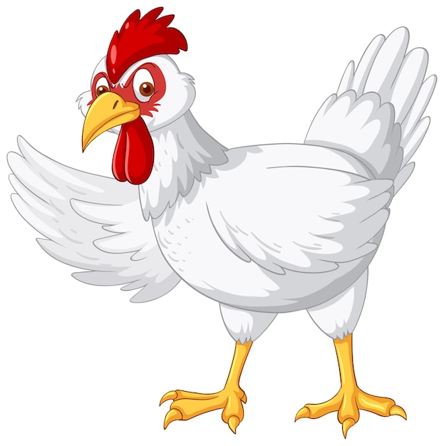 Free vector a white chicken cartoon character