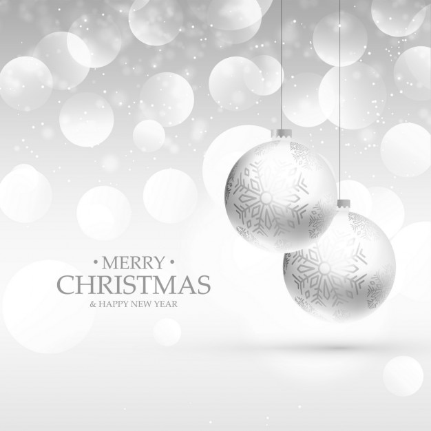 Free Vector white christmas balls on a white background with bubbles