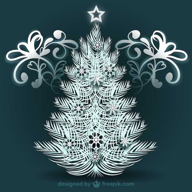 Free Vector white christmas tree with ornaments