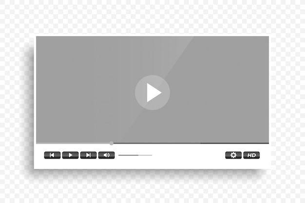 Free vector white clean modern video player template design