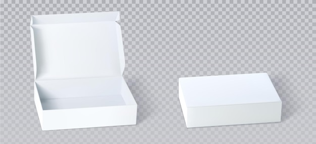 Free Vector white closed and open cardboard box mockup