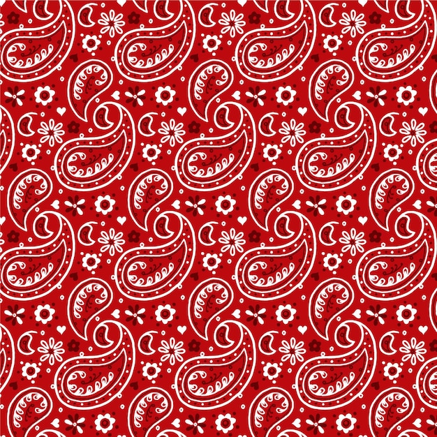 Free Vector white contour of paisley bandana seamless pattern