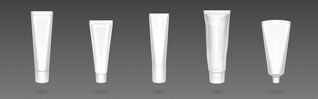 White cosmetic tube mockup Cream package vector