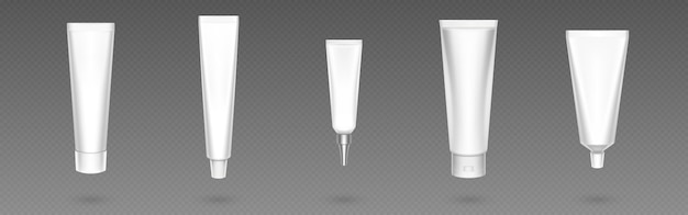 White cosmetic tube mockup Cream package vector