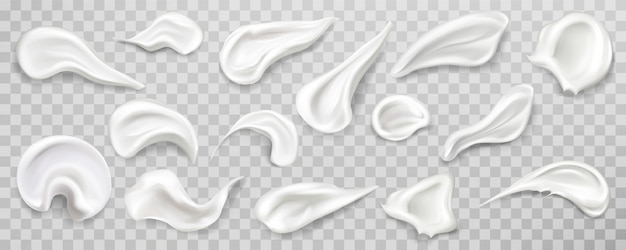 Free Vector white cream smears swatch set. 