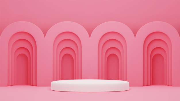 Free Vector white cylinder product podium in pink pastel room