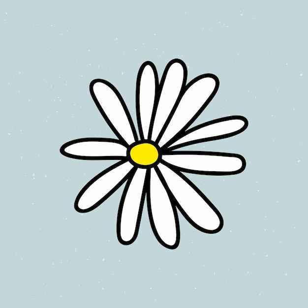 Free vector white daisy flower sticker on blue background