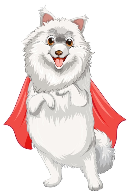 Free Vector white dog with red cape smiling