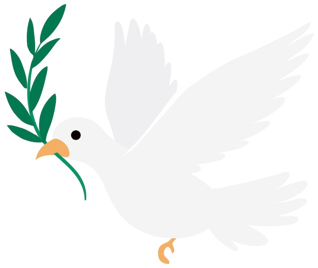 Free vector white dove carrying leaf