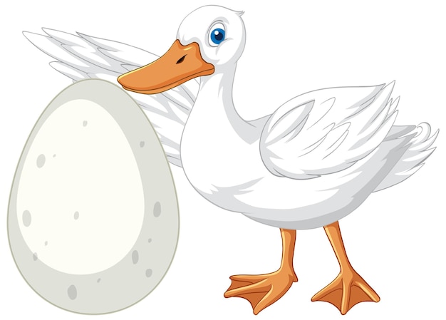 White duck cartoon character on white background