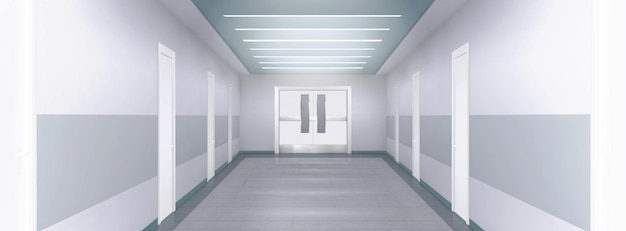 Free Vector white empty corridor 3d hospital or clinic hall