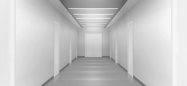 Free Vector white empty corridor 3d hospital clinic office