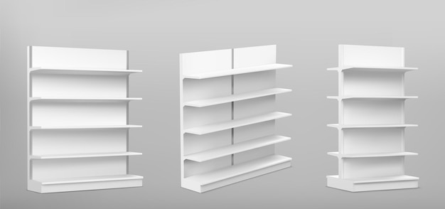 Free Vector white empty supermarket shelf mockup