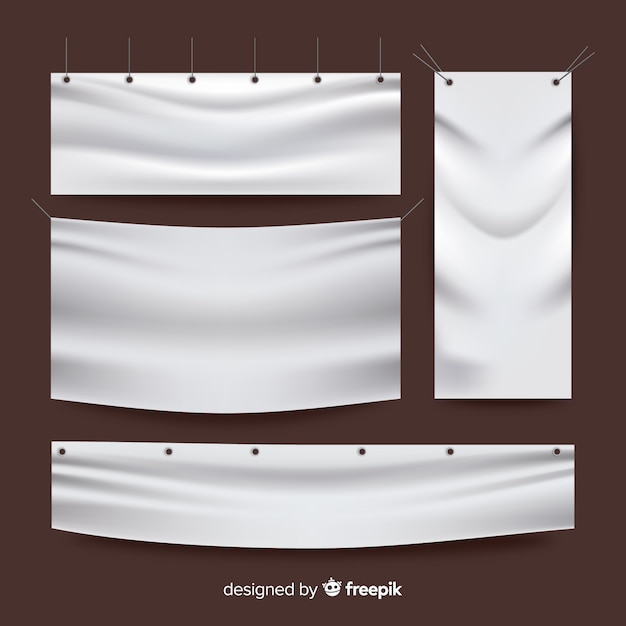 Free Vector white fabric banner collection