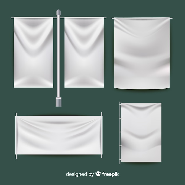 Free Vector white fabric banner collection