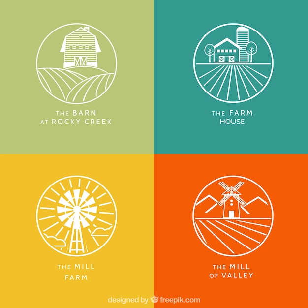 White farm logotypes  with outline 