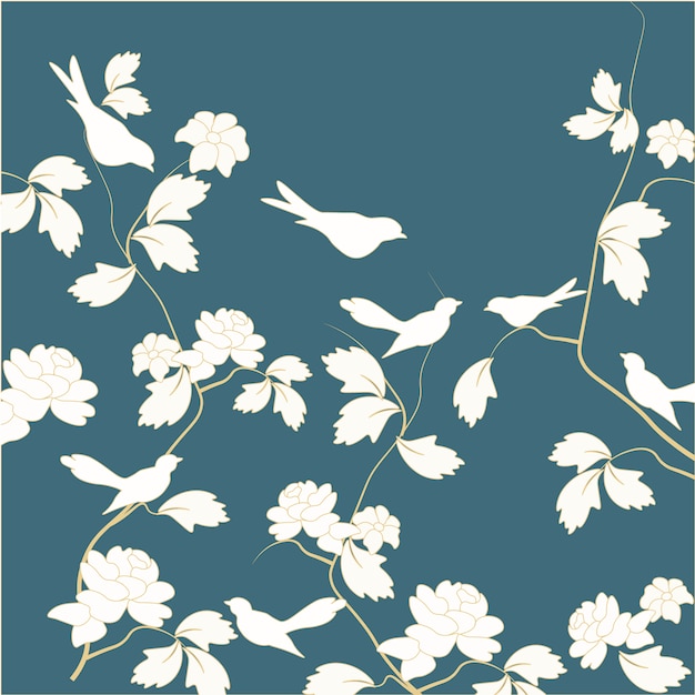 Free Vector white flowers on blue background