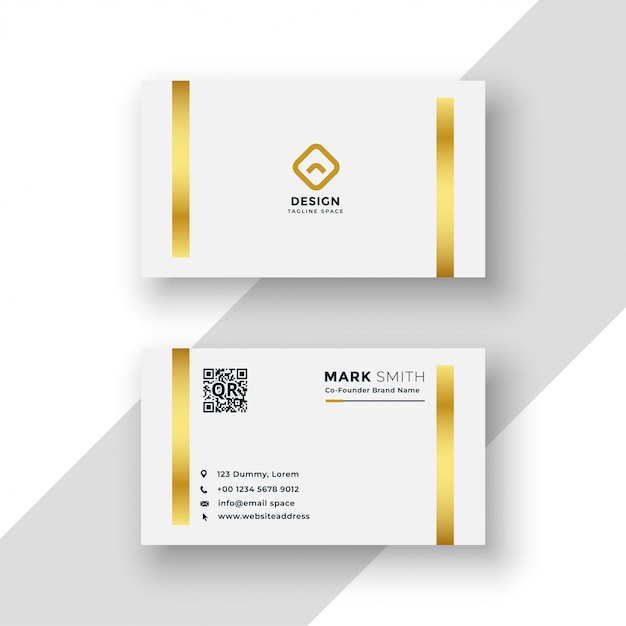 White and gold premium business card template