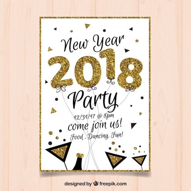 White and golden flyer for new year party