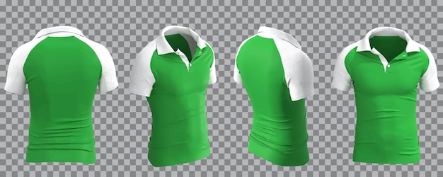 Free Vector white and green male polo shirt in different view