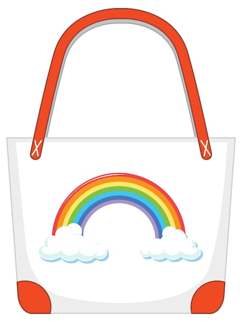 Free Vector a white handbag with rainbow pattern