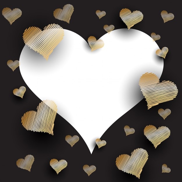 Free Vector white heart with golden hearts