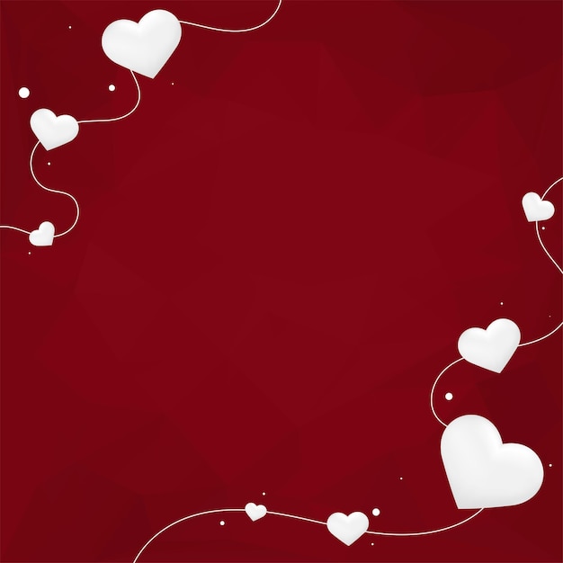 White hearts on red background