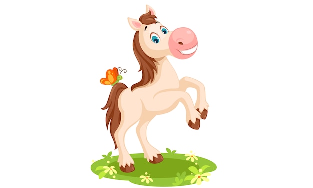 White horse cartoon vector illustration