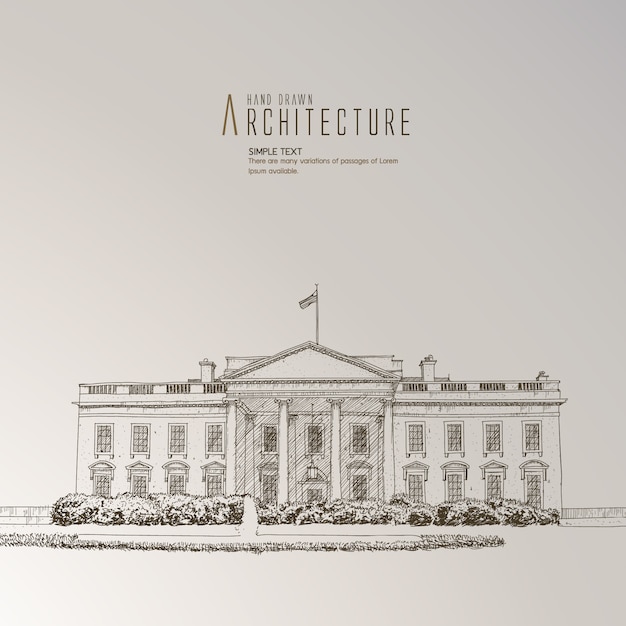 Free Vector the white house hand drawn