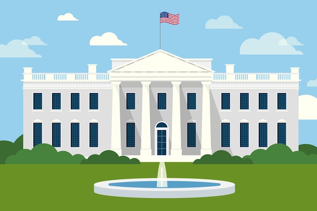 White house illustration in flat design