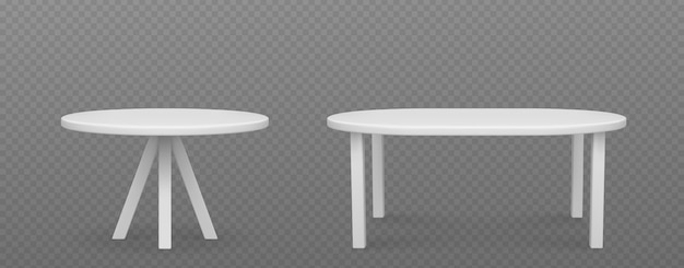 Free Vector white kitchen table with round and oval tabletop