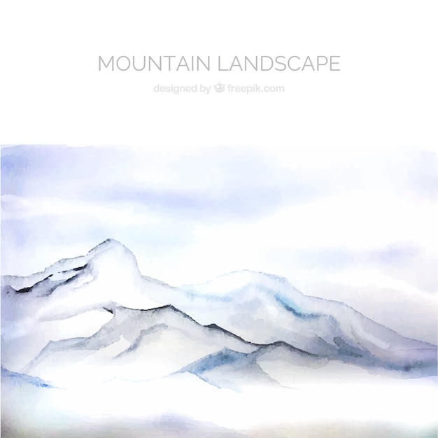 Free Vector white landscape with mountains, watercolors