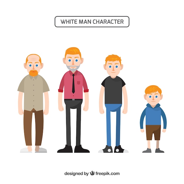 Free Vector white man character in different ages